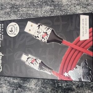 Disney Red Charging Cable with Mickey Design